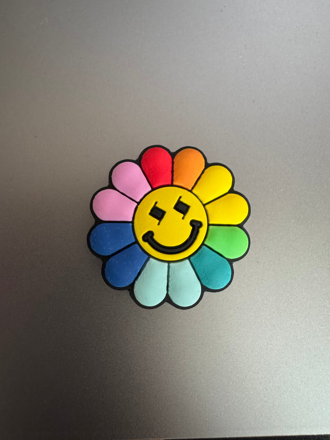 Rainbow Smiley Flower Charm