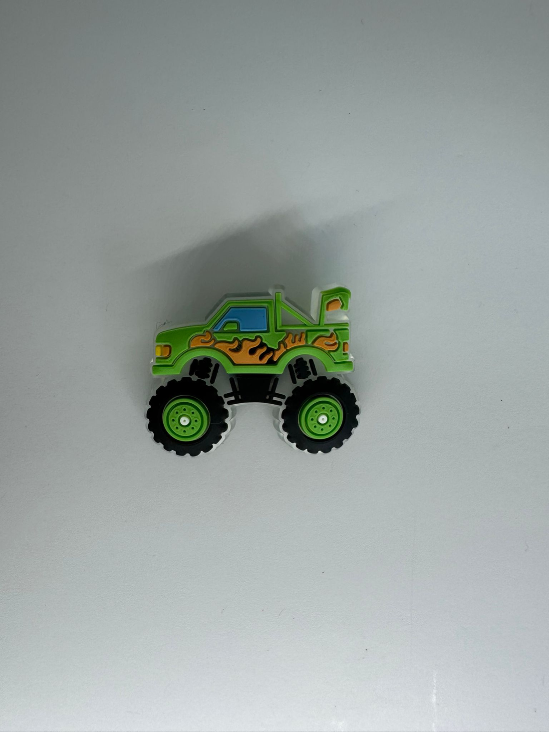 Green Monster Truck w Orange Flames Charm